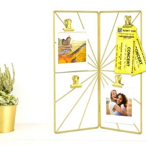 NWT Boho Gold Metal Photo Clip Board – Modern Wall Decor